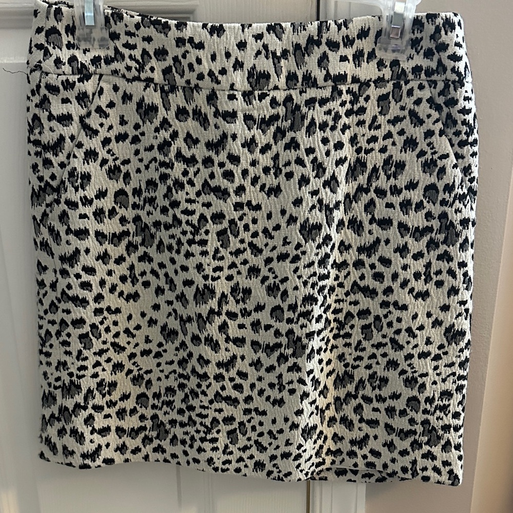 LOFT Black and White Animal Print Mini Skirt